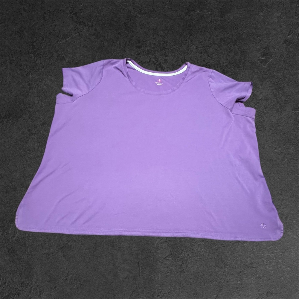 Isaac Mizrahi Live Essentials Purple Pima‎ Cotton Scoop Neck Tee Top 5X A352270